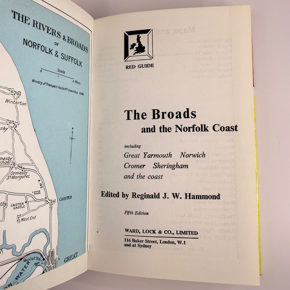The‎ Broads Ward Lock Red Guide 5th Ed. 1968 Hardcover Pullout Map Dust Jacket - Picture 8 of 16